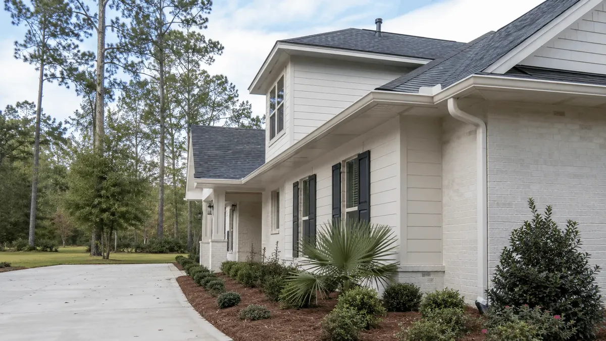 Seamless gutters on a single-family home