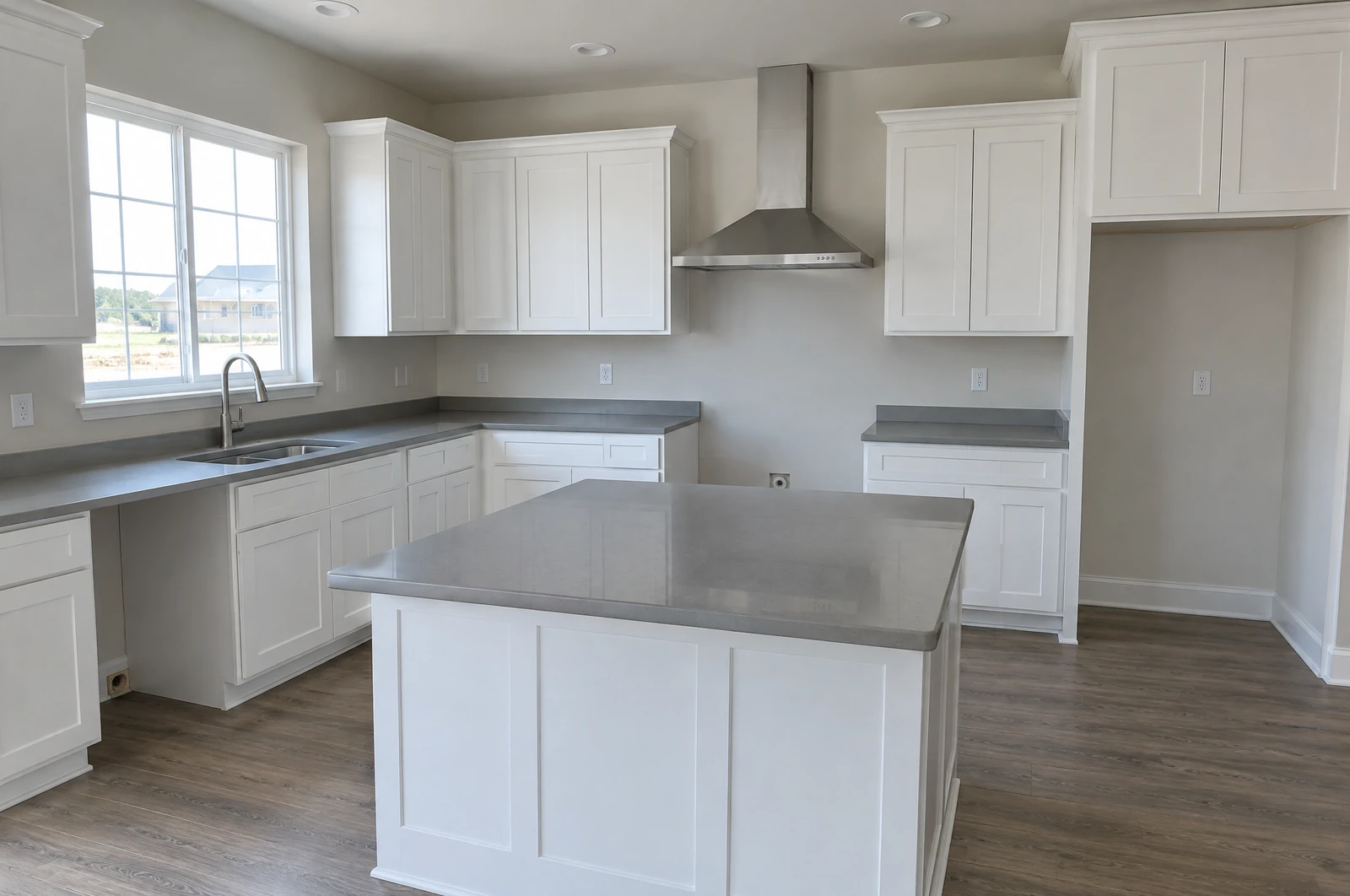 Empty kitchen of a newly built house